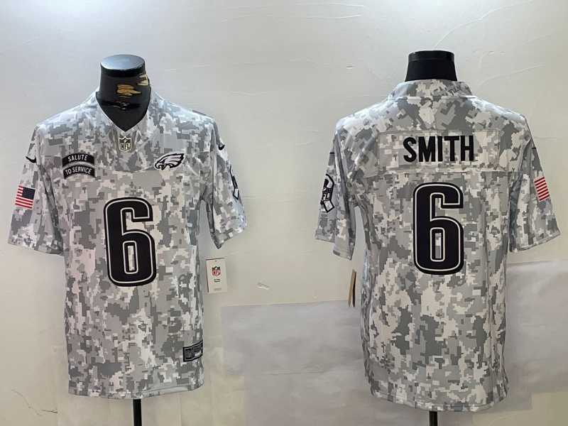 Mens Philadelphia Eagles #6 DeVonta Smith Arctic Camo 2024 FUSE Salute to Service Limited Stitched Jersey Dzhi